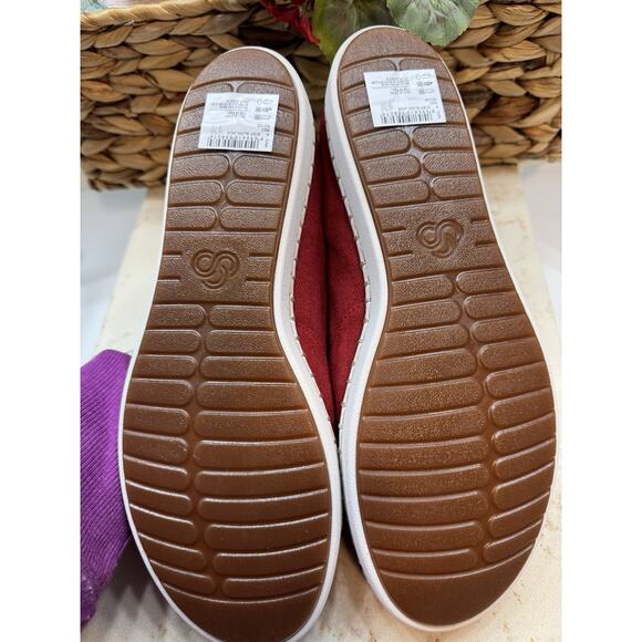 Clark’s Collection Step Glow Jade 10M Red Slip On Canvas Shoe Cushioned - Picture 7 of 8